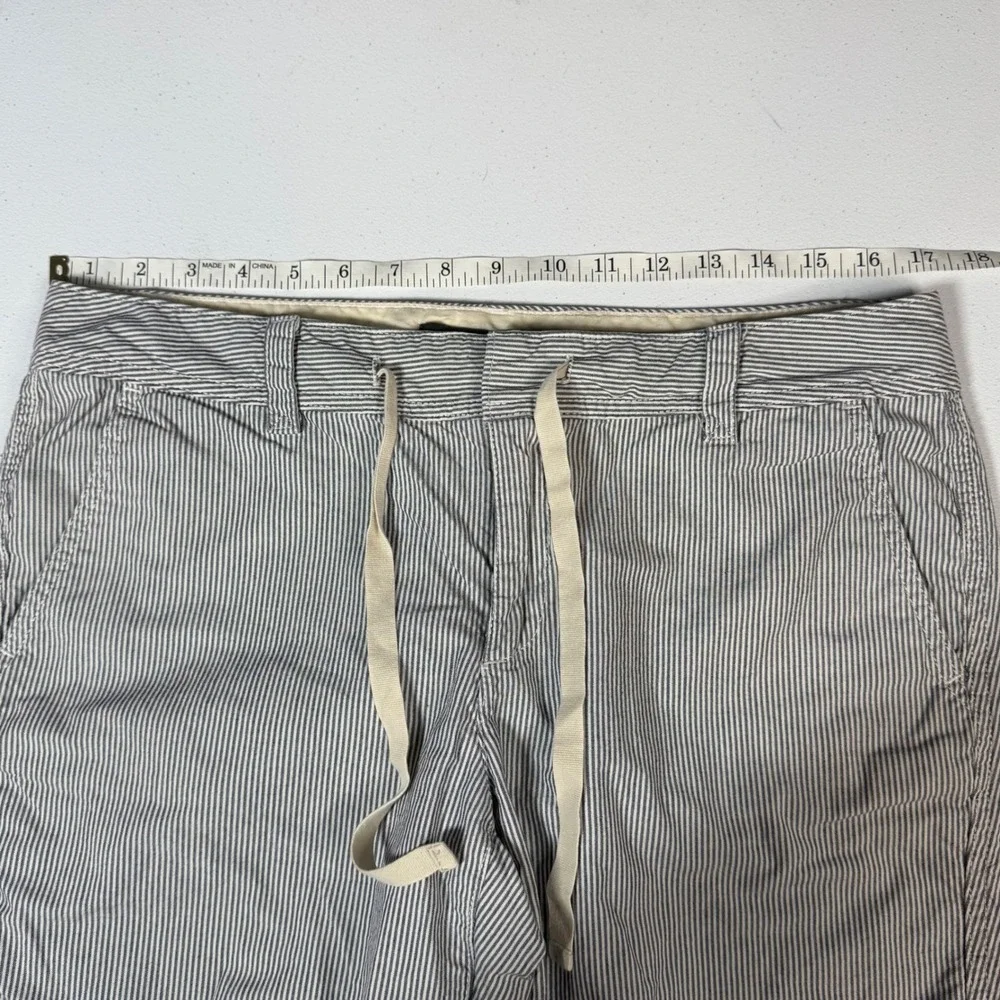 Eddie Bauer Bermuda Shorts 8 Blue White Striped Cuffed Drawstring - Picture 5 of 6